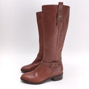 Cole Haan Brown Pebbled Leather Grand.OS Riding Boots Womens 8.5 B D42262